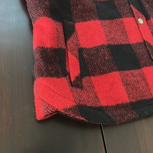 CoffeeShop Red Flannel Plaid Quilted Cropped Wool Blend Jacket Size L - Picture 15 of 17